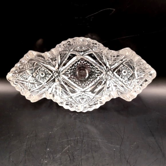 Vintage EAPG Imperial Glass Nucut Pattern #564 Oblong Pressed Glass Relish Dish - Picture 4 of 14